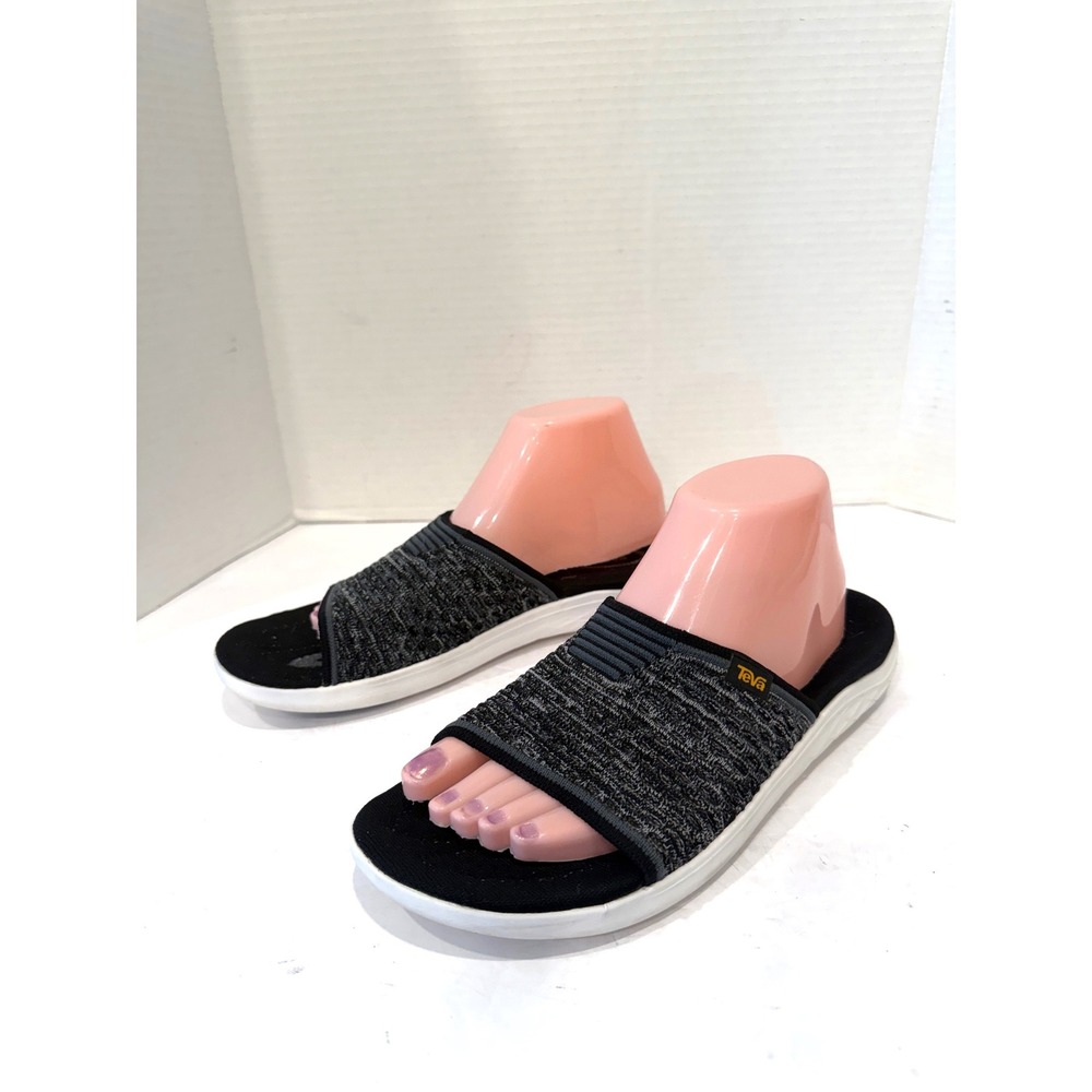 Teva Terra-Float 2 Knit Black Gray Mesh Topsole Sporty Slide Sandals Sz 10